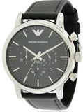 Emporio Armani Dress Analog Black Dial Black Leather Strap Watch For Men - AR8029