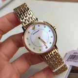 Emporio Armani Dress Analog Mother of Pearl Dial Gold Steel Strap Watch For Women - AR11007