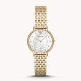 Emporio Armani Dress Analog Mother of Pearl Dial Gold Steel Strap Watch For Women - AR11007