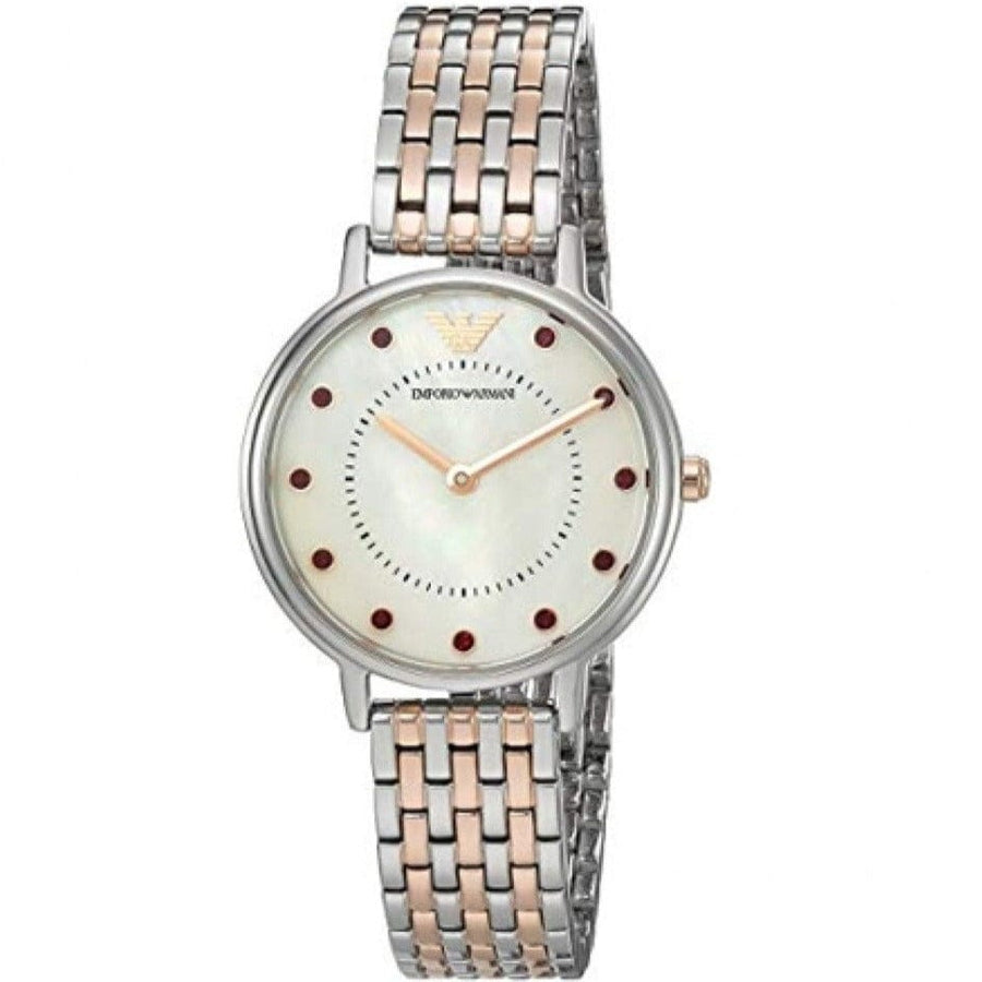 Emporio Armani Dress Analog Mother of Pearl Dial Two Tone Steel Strap Watch For Women - AR2515