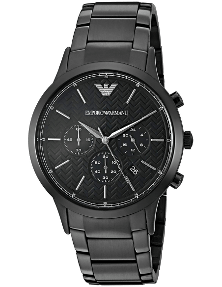 Emporio Armani Dress Chronograph Quartz Black Dial Black Stainless Steel Strap Watch For Men - AR2485
