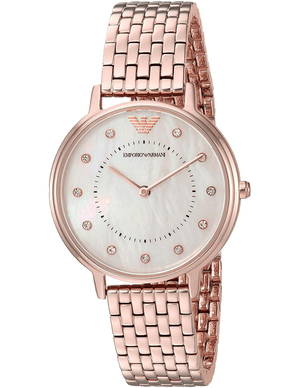 Emporio Armani Dress Quartz Rose Gold Dial Rose Gold Steel Strap Watch For Women - AR11062