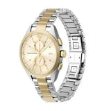 Emporio Armani Elegant Chronograph Cream Dial Two Tone Steel Strap Watch for Men - AR11605