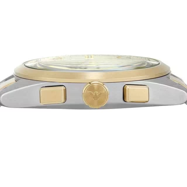 Emporio Armani Elegant Chronograph Cream Dial Two Tone Steel Strap Watch for Men - AR11605
