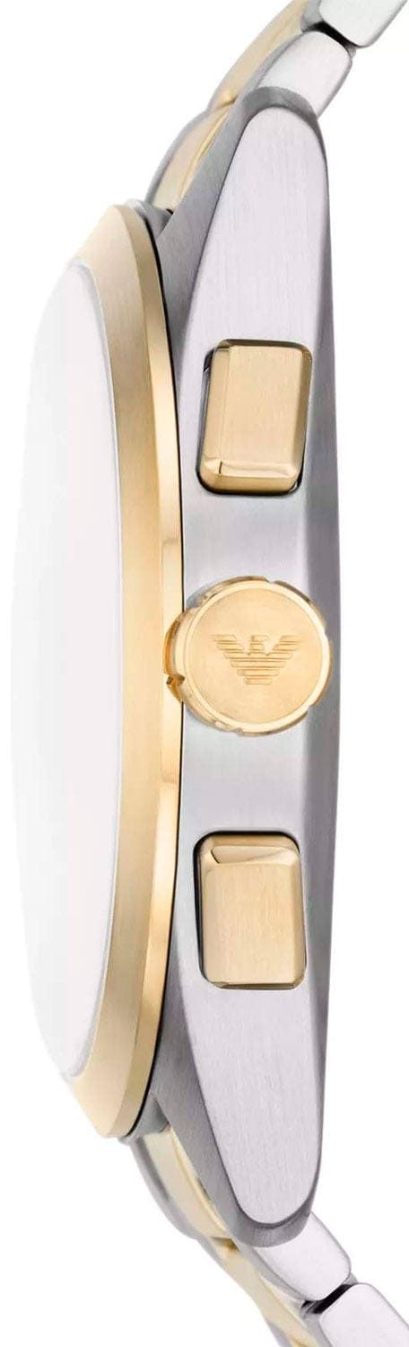 Emporio Armani Elegant Chronograph Cream Dial Two Tone Steel Strap Watch for Men - AR11605