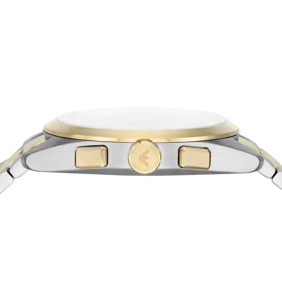 Emporio Armani Elegant Chronograph Cream Dial Two Tone Steel Strap Watch for Men - AR11605