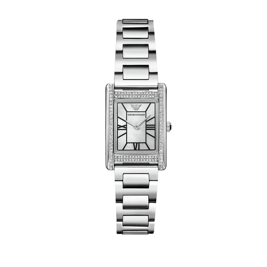 Emporio Armani Empire Mother of Pearl Dial Silver Steel Strap Watch For Women - AR11625