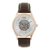 Emporio Armani Epoca White Skeletal Dial Black Leather Strap Watch For Men - AR2073