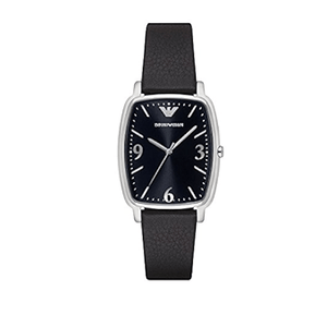 Emporio Armani Epsilon Quartz Black Dial Black Leather Strap Watch For Men - AR2490