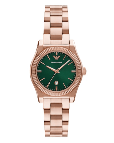 Emporio Armani Federica Analog Green Dial Rose Gold Steel Strap Watch for Women - AR11639