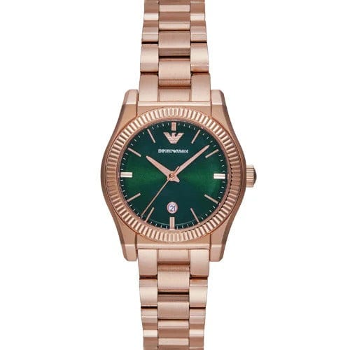 Emporio Armani Federica Analog Green Dial Rose Gold Steel Strap Watch for Women - AR11639