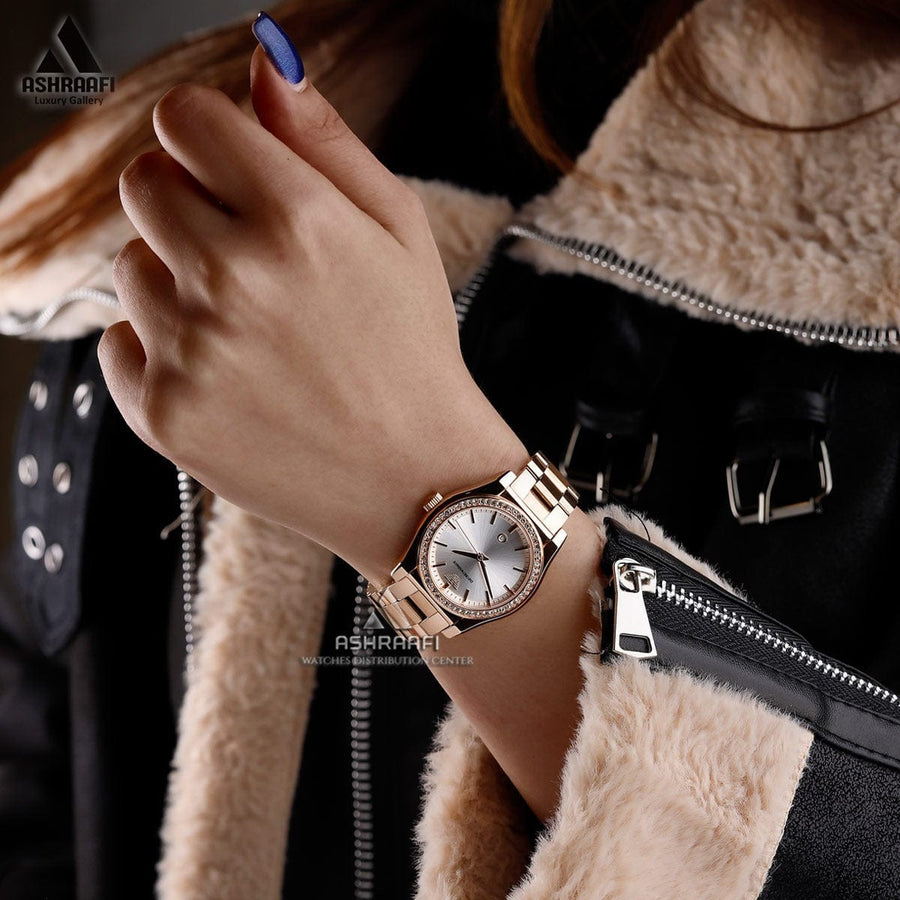 Emporio Armani Federica Analog Mother of Pearl Dial Rose Gold Steel Strap Watch for Women - AR11558