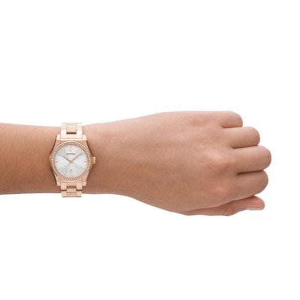 Emporio Armani Federica Analog Mother of Pearl Dial Rose Gold Steel Strap Watch for Women - AR11558