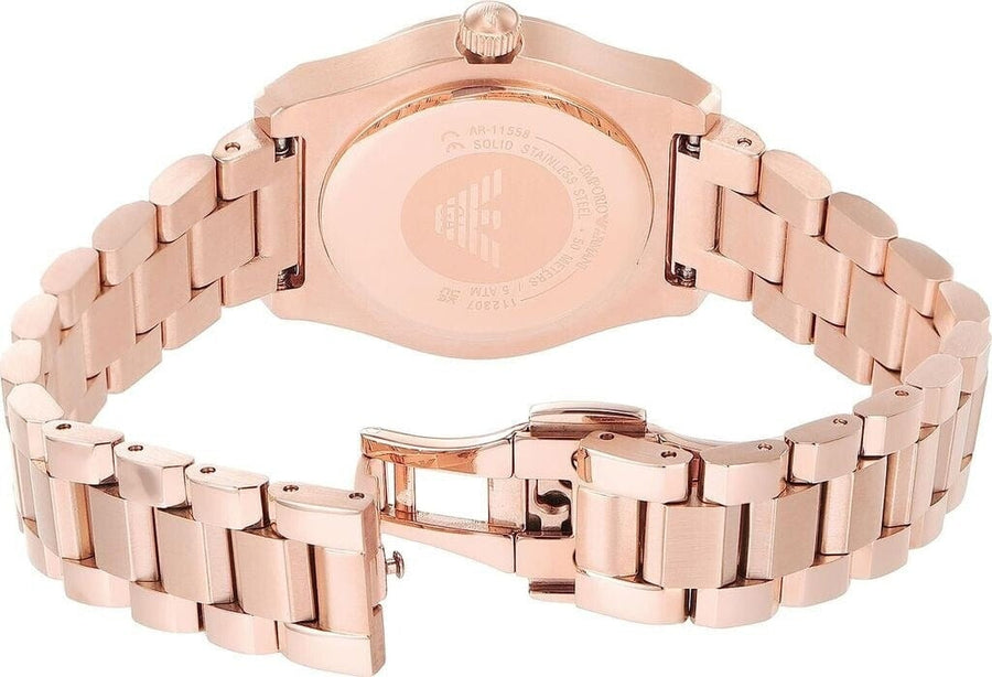 Emporio Armani Federica Analog Mother of Pearl Dial Rose Gold Steel Strap Watch for Women - AR11558