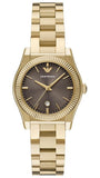 Emporio Armani Federica Brown Dial Gold Steel Strap Watch for Women - AR11700
