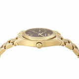 Emporio Armani Federica Brown Dial Gold Steel Strap Watch for Women - AR11700