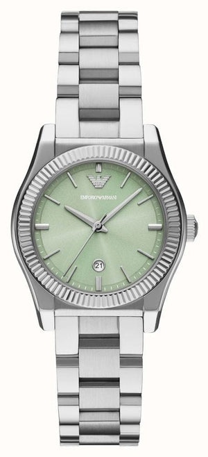 Emporio Armani Federica Mint Green Dial Silver Steel Strap Watch for Women - AR11656