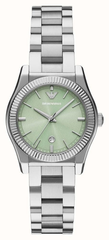 Emporio Armani Federica Mint Green Dial Silver Steel Strap Watch for Women - AR11656