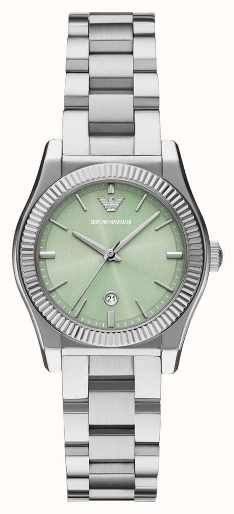 Emporio Armani Federica Mint Green Dial Silver Steel Strap Watch for Women - AR11656