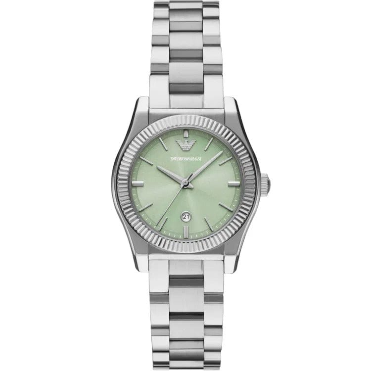Emporio Armani Federica Mint Green Dial Silver Steel Strap Watch for Women - AR11656