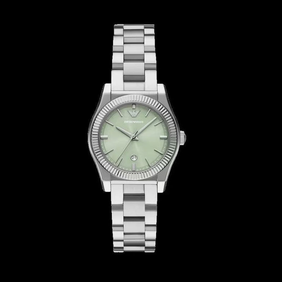 Emporio Armani Federica Mint Green Dial Silver Steel Strap Watch for Women - AR11656