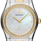Emporio Armani Federica Mother of Pearl Dial Two Tone Steel Strap Watch for Women - AR11559