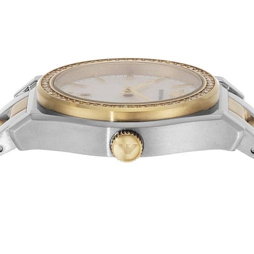 Emporio Armani Federica Mother of Pearl Dial Two Tone Steel Strap Watch for Women - AR11559