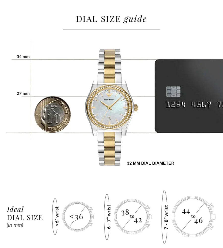 Emporio Armani Federica Mother of Pearl Dial Two Tone Steel Strap Watch for Women - AR11559