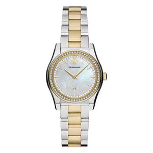 Emporio Armani Federica Mother of Pearl Dial Two Tone Steel Strap Watch for Women - AR11559
