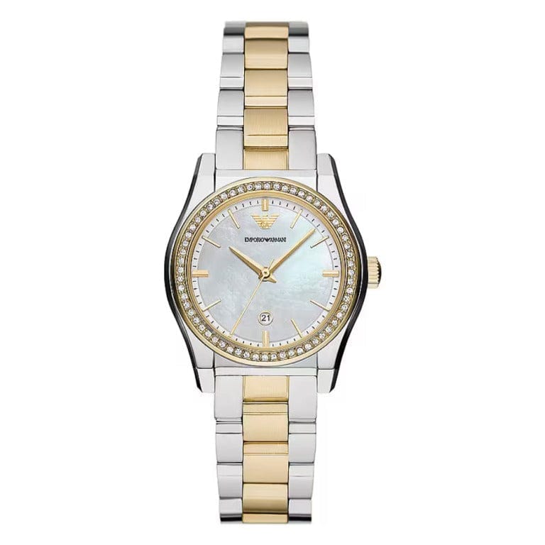 Emporio Armani Federica Mother of Pearl Dial Two Tone Steel Strap Watch for Women - AR11559