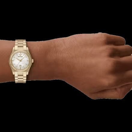 Emporio Armani Federica Mother of Pearl White Dial Gold Steel Strap Watch for Women - AR11657