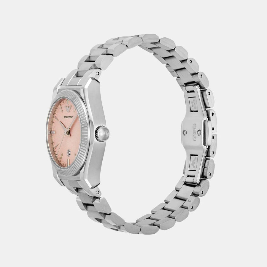 Emporio Armani Federica Pink Dial Silver Steel Strap Watch for Women - AR11658