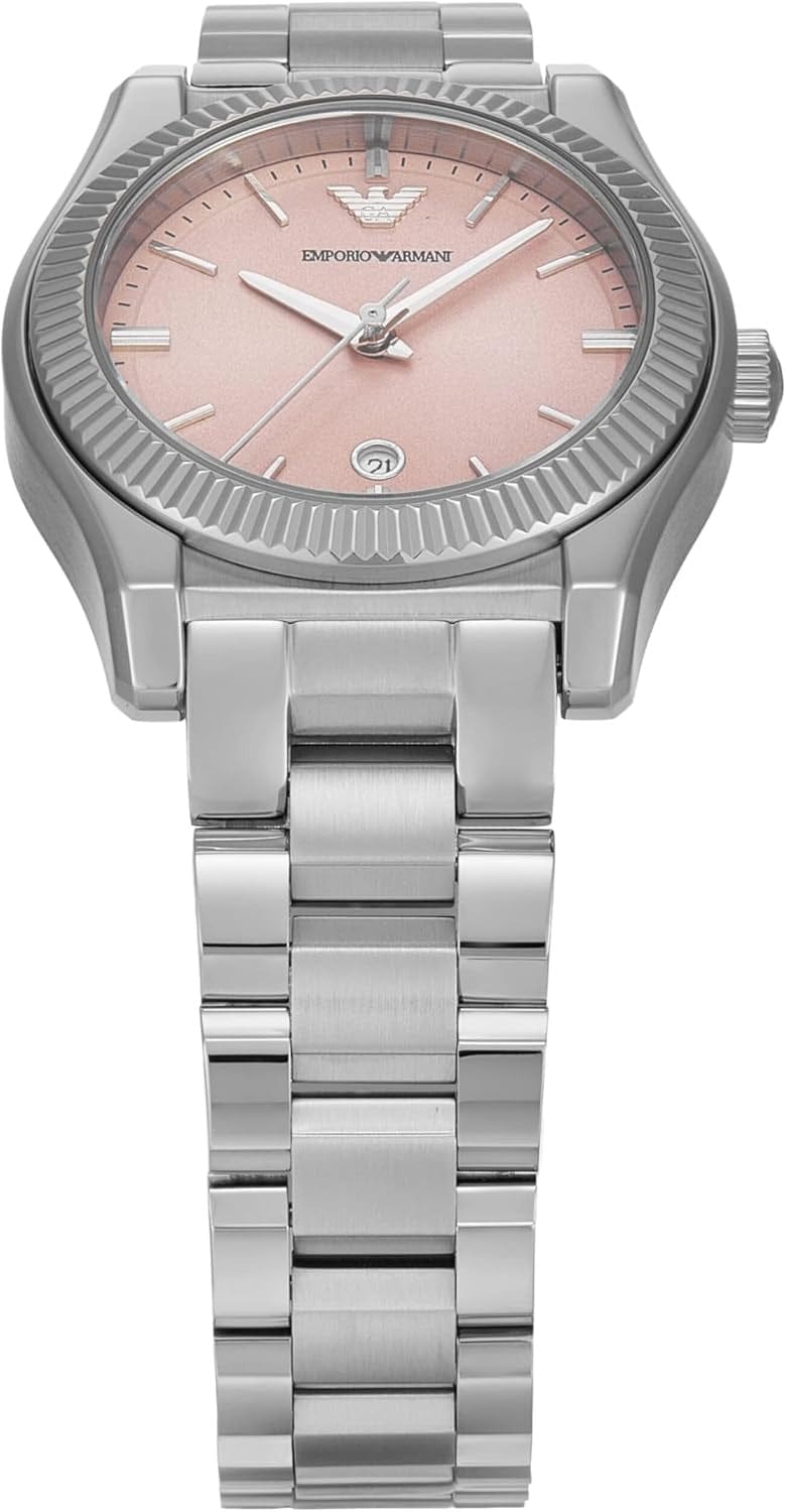 Emporio Armani Federica Pink Dial Silver Steel Strap Watch for Women - AR11658