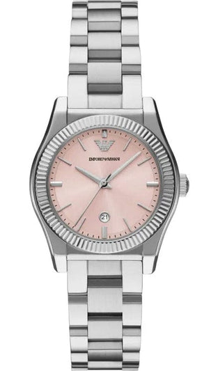 Emporio Armani Federica Pink Dial Silver Steel Strap Watch for Women - AR11658