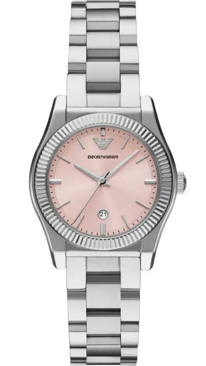 Emporio Armani Federica Pink Dial Silver Steel Strap Watch for Women - AR11658