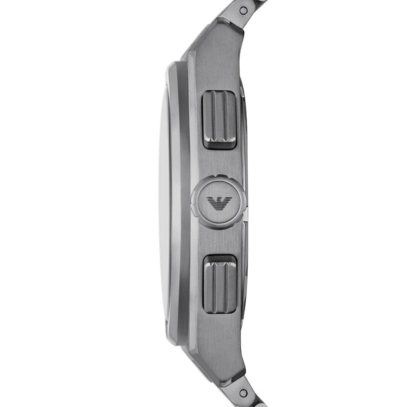 Emporio Armani Federico Chronograph Black Dial Silver Steel Strap Watch For Men - AR11560
