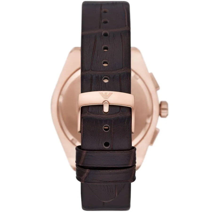 Emporio Armani Federico Chronograph Blue Dial Brown Leather Strap Watch For Men - AR11563