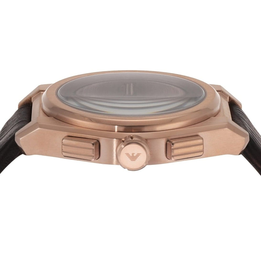 Emporio Armani Federico Chronograph Blue Dial Brown Leather Strap Watch For Men - AR11563