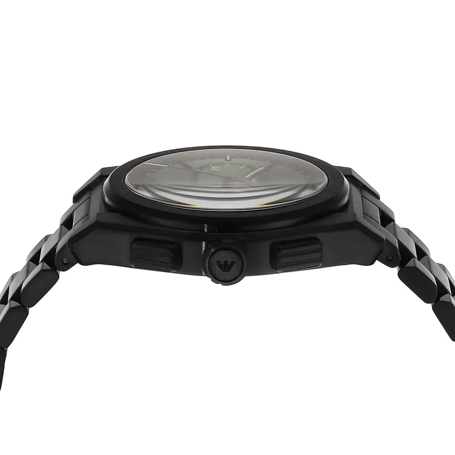 Emporio Armani Federico Chronograph Green Dial Black Steel Strap Watch For Men - AR11562