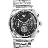 Emporio Armani Franco Black Dial Silver Steel Strap Watch For Men - AR0373