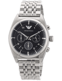 Emporio Armani Franco Black Dial Silver Steel Strap Watch For Men - AR0373