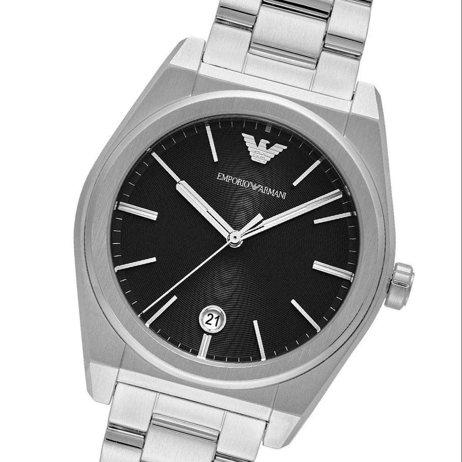 Emporio Armani Frederico Analog Black Dial Silver Steel Strap Watch for Men - AR11622