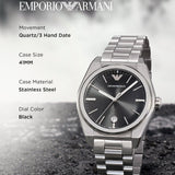 Emporio Armani Frederico Analog Black Dial Silver Steel Strap Watch for Men - AR11622