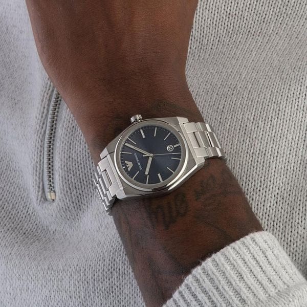 Emporio Armani Frederico Analog Blue Dial Silver Steel Strap Watch for Men - AR11620