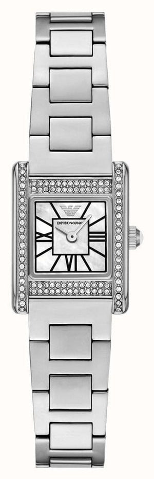 Emporio Armani Genni Analog Mother of Pearl Dial Silver Steel Strap Watch for Women - AR11662