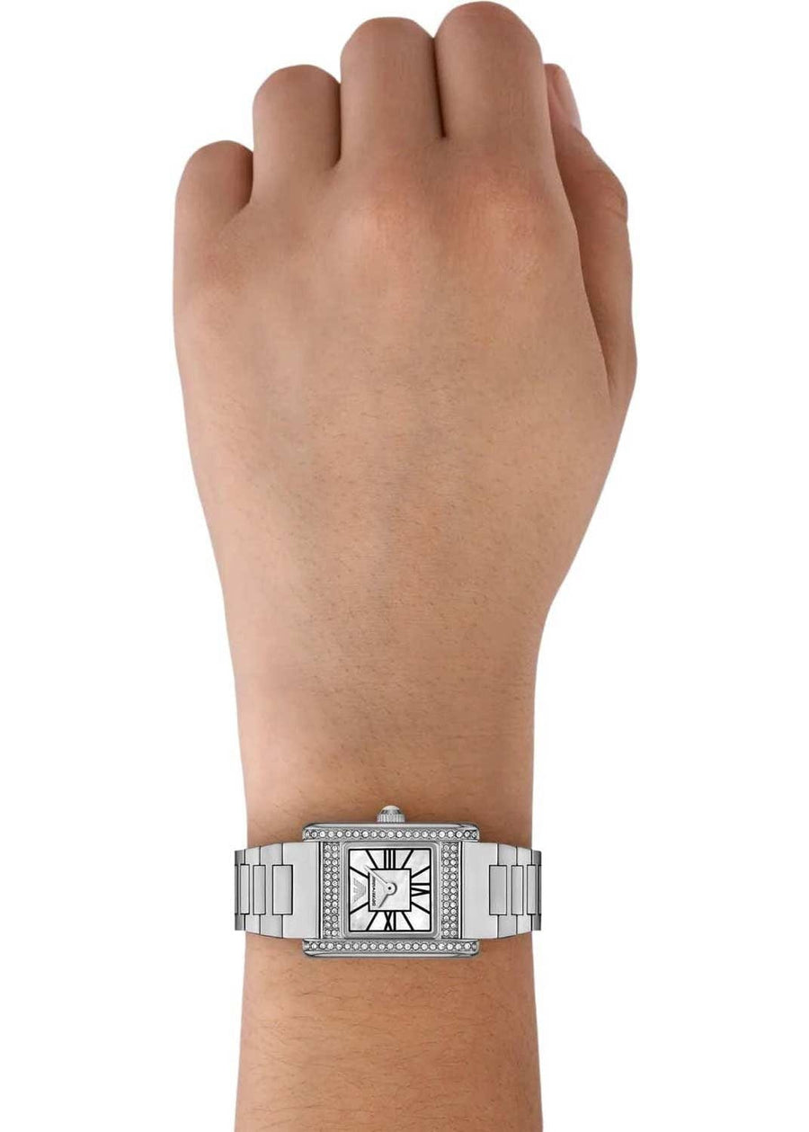 Emporio Armani Genni Analog Mother of Pearl Dial Silver Steel Strap Watch for Women - AR11662