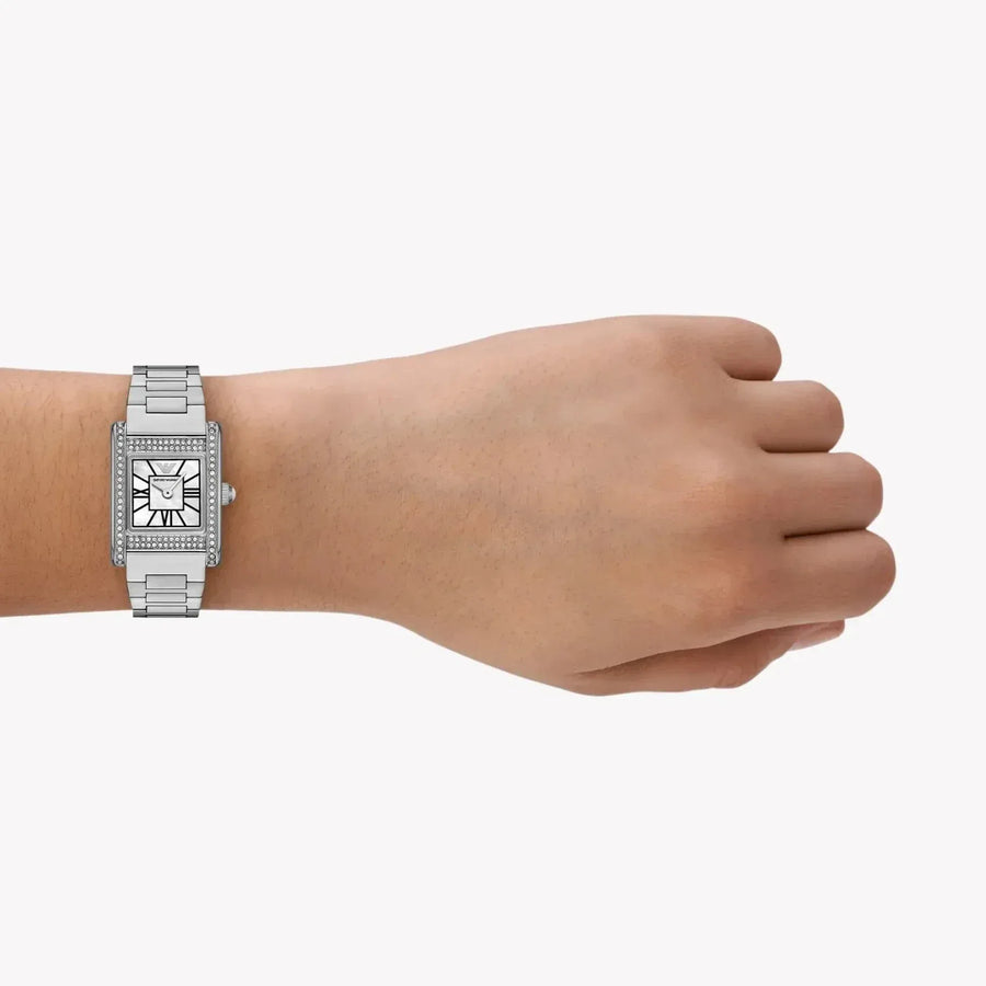 Emporio Armani Genni Analog Mother of Pearl Dial Silver Steel Strap Watch for Women - AR11662