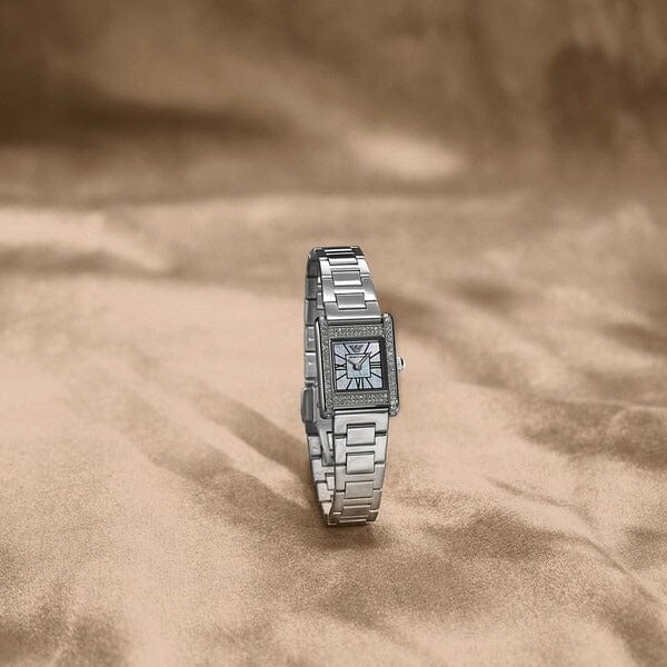Emporio Armani Genni Analog Mother of Pearl Dial Silver Steel Strap Watch for Women - AR11662