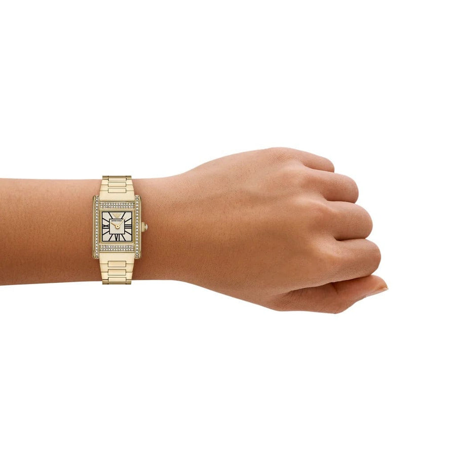 Emporio Armani Genni Crystals Gold Dial Gold Steel Strap Watch for Women  - AR11663