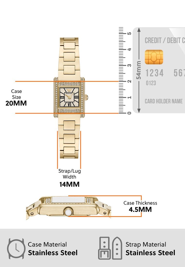 Emporio Armani Genni Crystals Gold Dial Gold Steel Strap Watch for Women  - AR11663